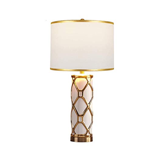 Gmlsd Table Lamps,Living Room Table Lamp, Study Office Desk Lamp Modern Upscale Table Lamp Ceramics Gold Plated 2 Colors Reading Lamp Room Decorations,White-D,38.5 * 70Cm #TOP2
