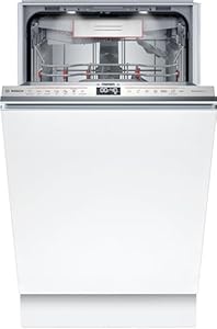Bosch SPV6YMX08E, Serie 6, Smarter Geschirrspüler Vollintegriert, 45 cm, Besteckschublade, Spülmaschine mit Zeolith Trocknung, besonders leise, höhenverstellbarer Oberkorb, TimeLight, AquaStop