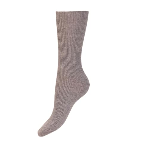 Womens Cashmere Bed Socks Luxury Soft Lounge & House Footwear for Ladies | Warm Cosy Cashmere Comfort | Made in Scotland (UK 47) (Flannel Grey)
