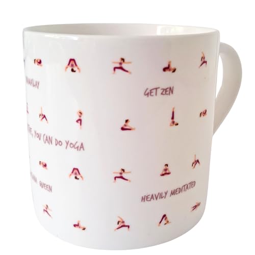 Bone China Mugs Yoga & Pilates Designs with Cute Poses & Quotes Perfect for Women Mothers Day and Wellness Lovers (Yoga)