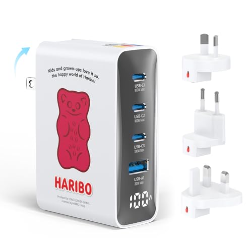 Haribo 100W Reiseadapter USB C Ladegerät, 4-Port...