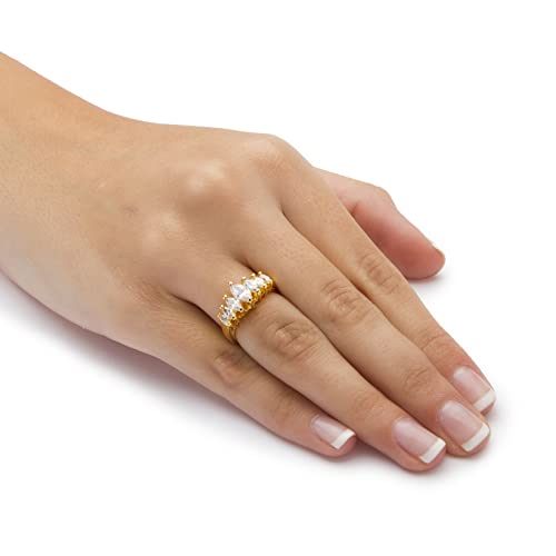 Palm Beach Jewelry 18K Yellow Gold Plated Marquise Cut Cubic Zirconia Graduated Anniversary Ring3