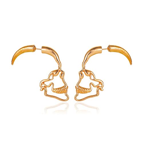 Boucles d'oreilles crâne punk argenté vintage pour look gothique homme et femme