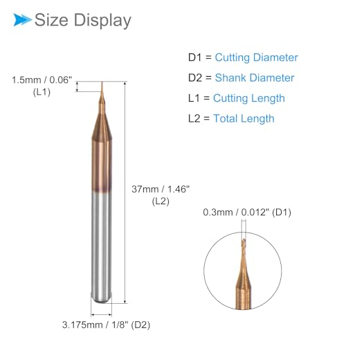 CoCud Corn End Mill, 0.3mm Cutting Diameter 3.175mm 1/8