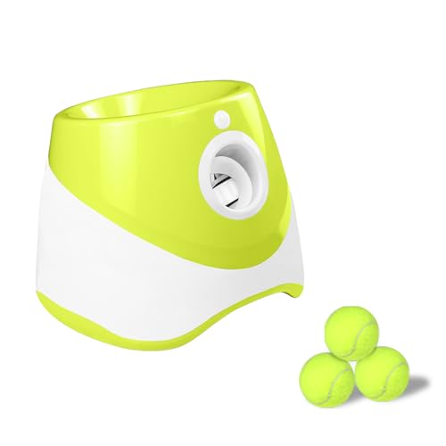 Automatic Dog Ball Thrower with 3 Interactive Tennis Balls, Electric Pet Dog Ball Launcher Interactive Dog Toy,Adjustable Distance Settings for Indoor and Outdoor Play