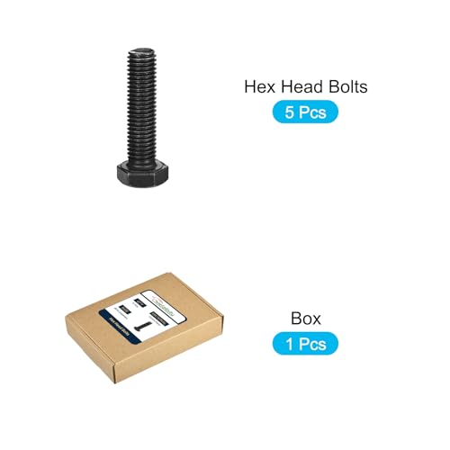 Image of METALLIXITY Hex Bolts (M14-2x55mm) 5Pcs, Carbon Steel Fully Threaded Black Oxide, Coarse Thread UNC Hex Head Screw Bolt - for Furniture Repair