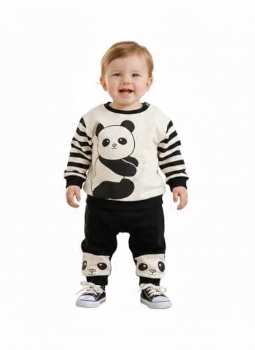 Image of Sundar Fashion Baby Boys & Girls Panda Print Clothing Set | Full Sleeve Cotton Sweatshirt & Pants | Soft Winter Outfit for Infants & Toddlers (0-3 Months to 5-6 Years)