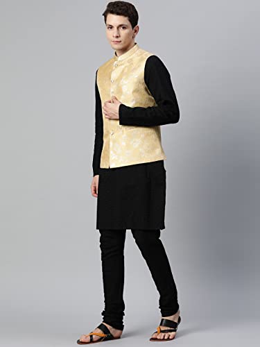 Image of MANQ Men Woven Jaquard Silk Nehru Jacket