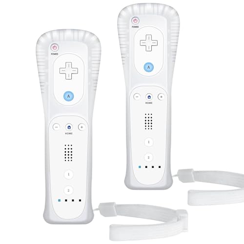 Crifeir Wii Remote 2 Pack - Compatible with Wii and Wii U, Controller Accessories Include Silicone Case and Wristband（White）