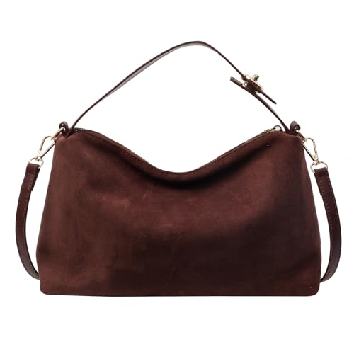 Carteras de gamuza para mujer: bolso cruzado pequeño, bolso retro de hombro, bolso de mano con asa superior y tote miniatura 1