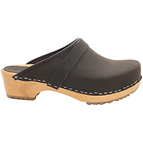 Image of Bjork Maja Wood Open Back Leather Clogs