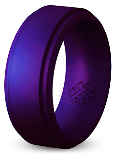Knot Theory Cosmic Purple Silicone Ring for Men - Sophisticated and Durable, Size 10, Step Edge Breathable Comfort Fit 8mm Bandwidth