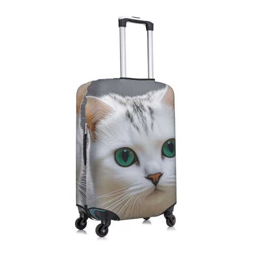 Cute White Cat Travel Luggage Cover Suitcase Protector Washable Elastic Suitcase Cover Anti-Scratch Luggage Protector Travel Suitcase Baggage Cover Fits 18-32 Inch Suitcase X-Large3