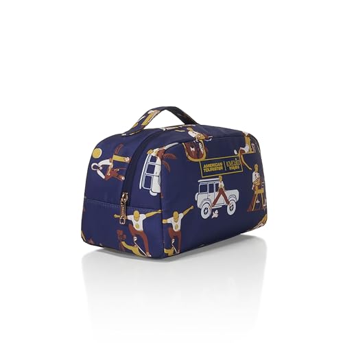 Image of American Tourister x Love Child by Masaba Polyester Travel Kit /Multipurpose Toiletry & Cosmetic Bag /Water-Resistant Organizer Pouch /Stylish & Lightweight for Men & Women- Navy Blue