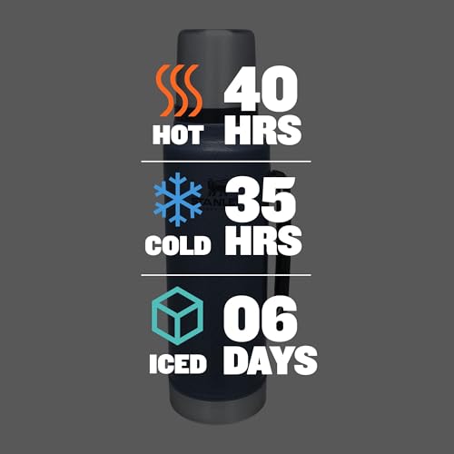 Stanley (スタンレー) クラシック レジェンダリー 真空ボトル 1.5クォート 広口 漏れ防止カップ蓋付き 飲み物を温かくまたは冷たく保ちます 旅行用 断熱ステンレススチール 保温ボトル BPAフリー ハンマートーンレイク