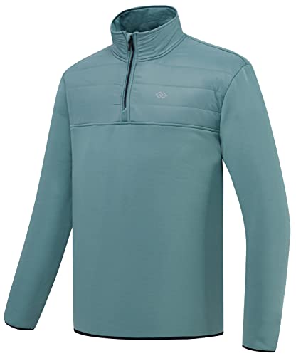 AjezMax Chaqueta de Deportes para Hombres 1/2 Zip con Forro Polar Manga Larga Tops Sudadera Invierno Caliente Pullover Para el senderismo al aire libre ciclismo Cover
