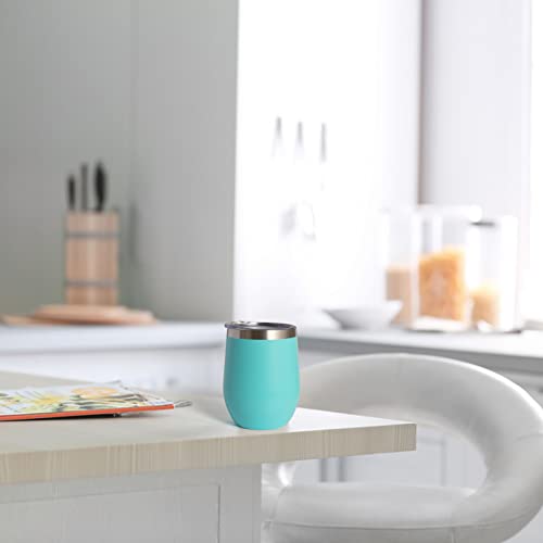 Starspeed 12Oz Stainless Steel Wine Tumbler With Lid. Stemless Double Wall Insulated Wine Tumbler.wine Glass Is Suitable For Different Scenes, Parties,Outdoor, Gifts And So On.(Light Green, 1) #TOP4