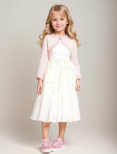 Happy Cherry Girls Long Sleeve Knitted Bolero Cardigan Kids Cotton Shawl Cover Up3