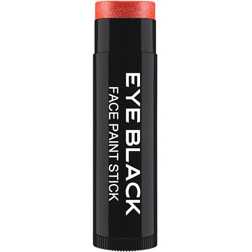 DALVGFN RED Glitter Eye Black Stick, Anti-Glare Eyeblack for Baseball Football Softball Lacrosse Accessories, Sweat-Proof Sport Face Paint, Smooth & Long Lasting, Rich Full Coverage Shimmery Color