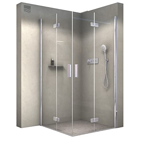 BERNSTEIN Duschkabine 90x90 cm Falttür Rahmenlose Eckdusche NT213...