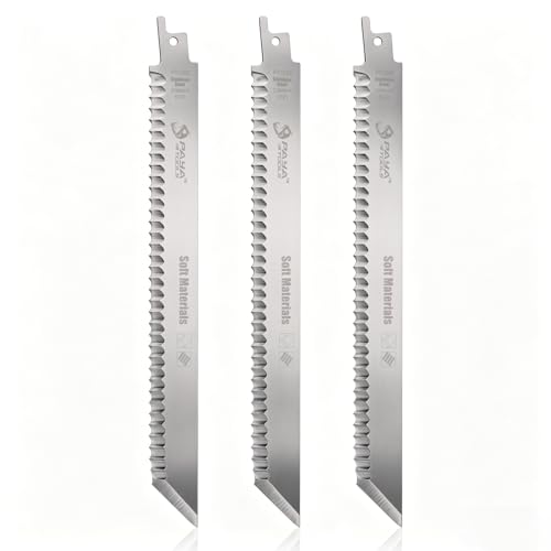 PAYA TOOLS 9-Inch Soft Material Reciprocating Saw Blades 3 Piece Sawzall Blades for Cutting Sponge Foam Insulation Material