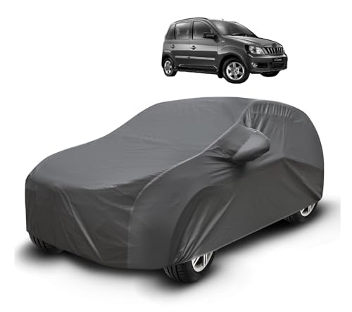 Image of Auto Hub Waterproof Car Cover Compatible with Mahindra Quanto with Mirror Pockets, Soft Cotton Lining, Quanto Car Cover Waterproof, Grey