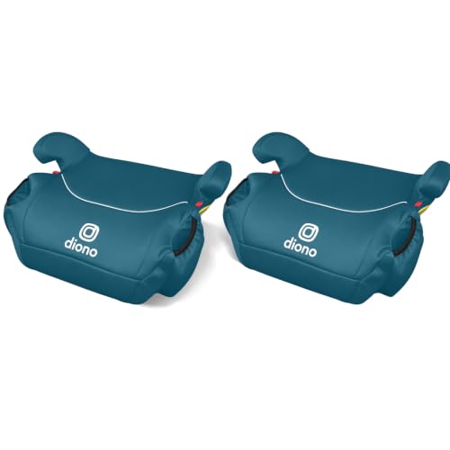 Image of Diono Solana, No Latch, Pack of 2 Backless Booster Car Seats, Lightweight, Machine Washable Covers, Cup Holders, Blue Razz Ice