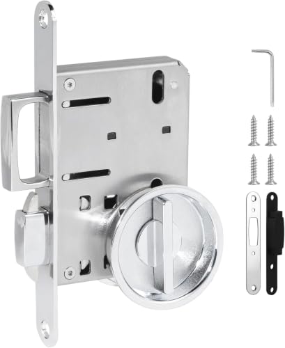 HBL' Pocket Door Lock with Handle Keyless Privacy Pocket Door Handle,Silver