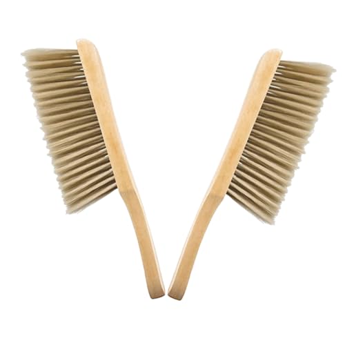 MOTHNUR 2Pcs Soft Bristles Dusting Brush with Wood Handle Gentle Hand Brush for Bed and Desktop Cleaning Lightweight Portable Duster for Household Dust Removal