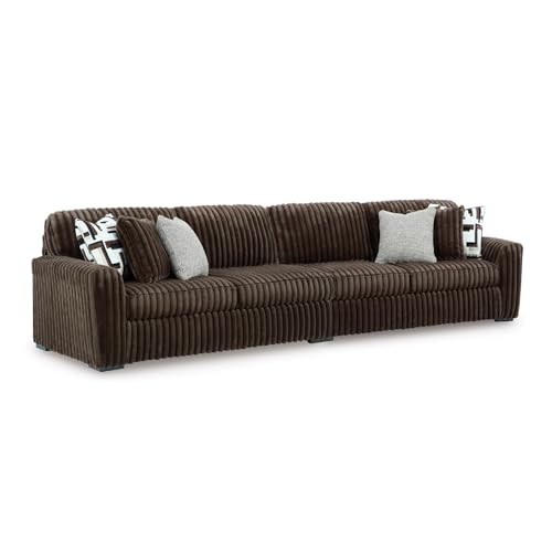 Image of Signature Design by Ashley Midnight-Madness Contemporary Symmetrical 2-Piece Sectional with Reversible Seat Cushion, Dark Brown