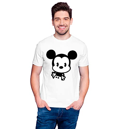 Image of Hangout Hub HH116 Men Women Cotton Regular Fit Mickey Minnie Printed Matching Combo T-Shirts for Couples