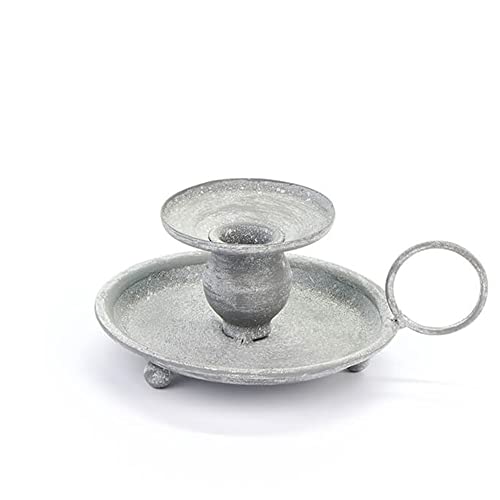 Nuvole Di Stoffa Portacandela In Metallo Grigio Effetto Anticato Vintage, Shabby Chic Camilla 15,5X12,1X7 Cm