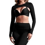 Hiball Workout Bolero Shrug Crop Top Long Sleeve Women, Sports Shrug Cropped Shirts, Cooling Shawl Arm Sleeves