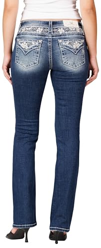 Miss Me Women's Orion Faux Flap Pockets Mid-Rise Bootcut Jeans