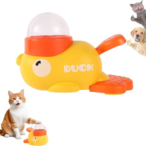 ZFFAFUR Duck-Shaped Interactive Slow Feeder & Treat Dispenser for Cats and Small Dogs 2-in-1 Puzzle Toy with 3 Adjustable Lids Non-Toxic for Healthy Eating & Mental Enrichment