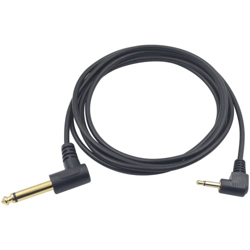 Duttek 6.35mm 1/4 inch mono male to 3.5mm 1/8 inch TS mono male audio cable,90 Degree Right Angle Adapter stereo audio cable for Earphone Electric Bass Guitar Keyboard Pro Audio,1.8M - Image 2