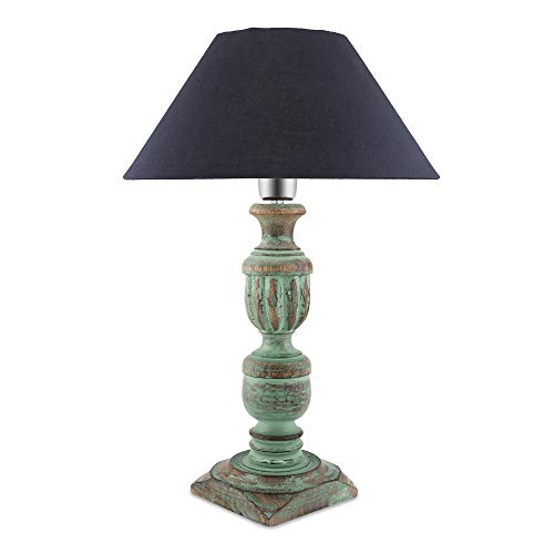 Homesake Rustic Algae French Trophy Carved Table lamp with Black Shade
