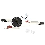 PODSJD Orologio da Parete in Ferro Battuto 104x29cm Nero, Decorativo e Antiruggine - Design Unico e Resistente, Ideale per Soggiorno, Cameretta e Studio Creativo