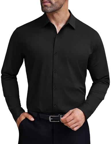 COOFANDY Mens Stretch Dress Shirts Long Sleeve Button Down Shirt Wrinkle Free Formal Business Shirts