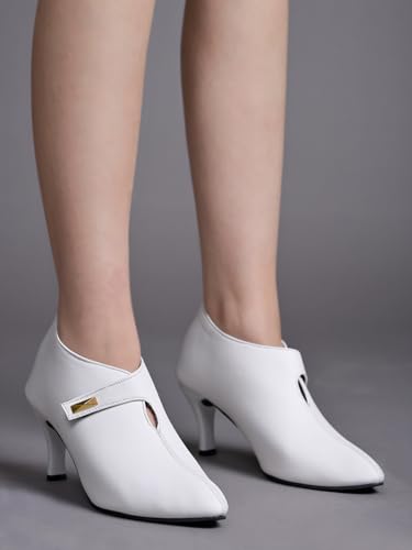 Image of Shoetopia Women's Pointed Toe Heeled Bellies - Elegant Slip-On Pumps with Strap Detail | Office Shoes