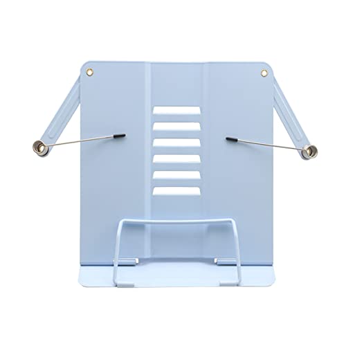 NEAR STOP Foldable Book Stand for Reading Hands Free,Adjustable Cookbook Stand,Portable Metal Recipe Book Holder Stand for Cookbooks,Textbook,iPad,Tablet,Recipe (Sky Blue)