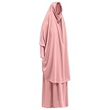 ❤Design: Muslimisches Gebets-Hijab-Kleid, das Kopf, Hals und Ohren vollständig bedeckt, perfekt für muslimische Frauen zum Gebet; zweiteiliges Set bestehend aus einem Rock und einem Khimar. Der am Kopf getragene Khimar-Stil bedeckt den Oberkörper und ist einfach zu tragen, ohne dass ein Schal erforderlich ist. Die lockere Passform strafft Ihren Körper und sorgt für ein angenehmeres Tragegefühl.