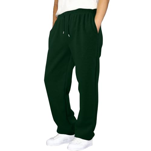 Boys’ Loose Fit Sweatpants, Baggy Straight Leg Joggers, Casual Athletic Open Bottom Workout Pants for Teens