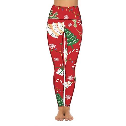 QIVICIMA Womens High Waist Workout Leggings Halloween Christmas Gym Plaid Printed Tummy Control Yoga Pants with Pockets2