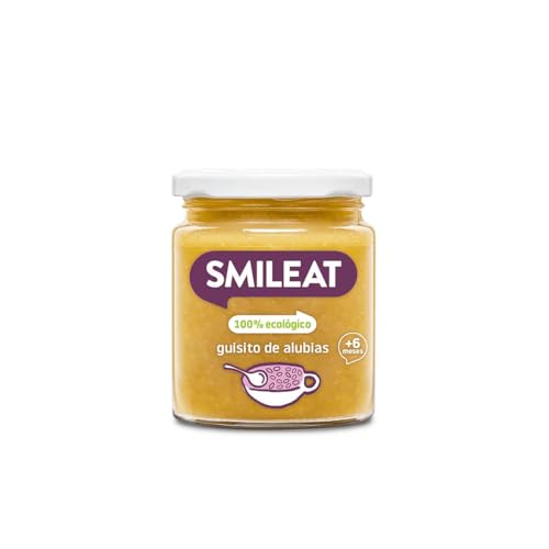 Smileat - Tarrito infantil de Guisito de Alubias - para Peques +6 Meses - Sin Azúcar ni Sal Añadido - Materia Prima de Calidad. Textura Suave y Fácil de Comer - 230g