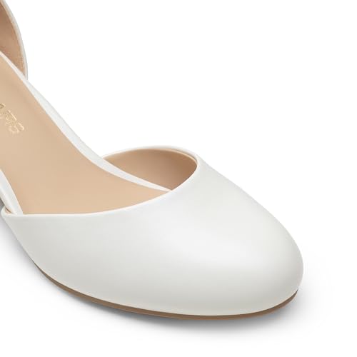 Image of DREAM PAIRS Women's Round Toe Low Block Heel Pumps | Closed Toe Ankle Strap Chunky Heel Pumps Dress Shoes Wedding Office Party Dressy Shoes for Women