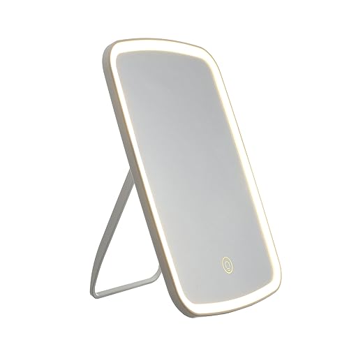 FOMIYES Portable LED Makeup Mirror with Light Design for Travel High Definition Cosmetic Mirror for Desktop and Bathroom Use Present for Women