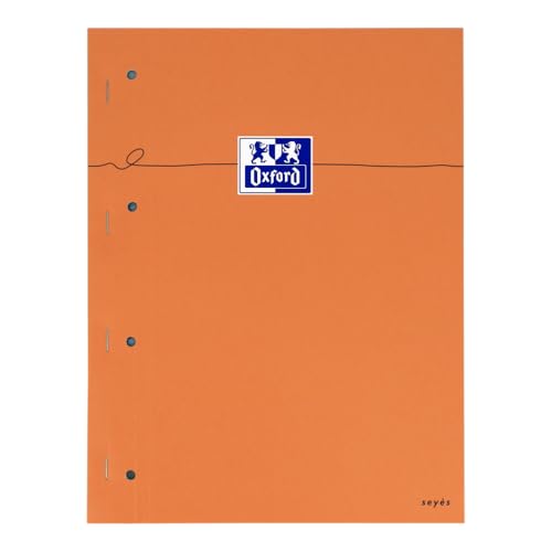 Oxford 2 Stück Notizblock, gelocht, orange, A4 + große Seyès-Karos, 80 Blatt, geheftet, seitlich, beschichtet, Orange