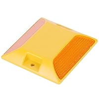 Straßenreflektoren, 6 Stück, doppelte gelbe Kunststoff-Straßenreflektoren, Straßenpflaster, Auffahrt, Bolzenmarkierungen, ideal für Bremsschwellen, Bürgersteige, Autobahnen und Einfahrten, Industriequ