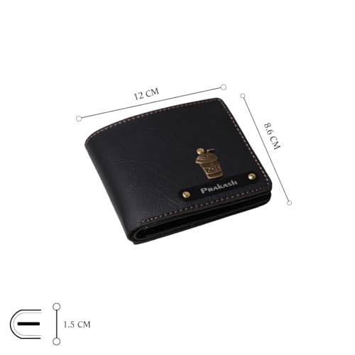 Image of Men's Personalized Wallet I Customized Slim Stylish Leather Purse With Name & Charm I Unique Birthday Anniversary Gift For Men Boy Love Husband Employees Clients (Black)